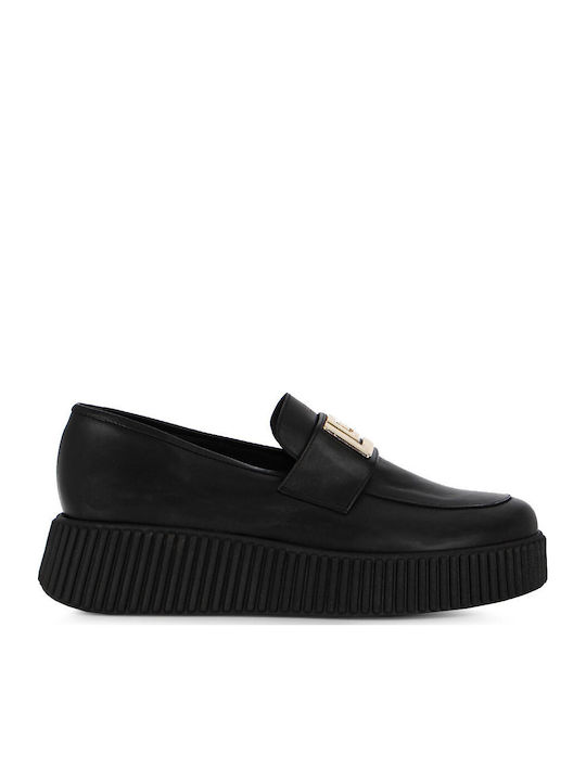 Leather Women's Moccasins in Black Color