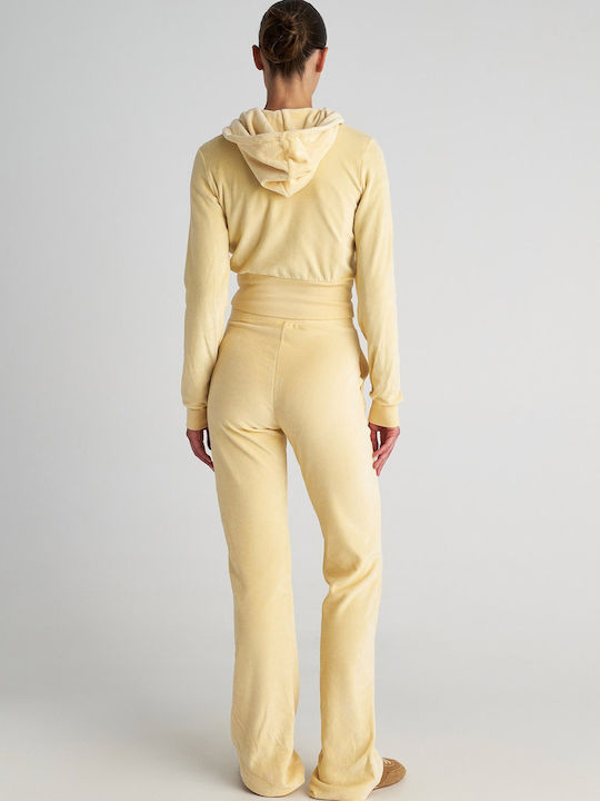 High Waist Sweatpants Flared Velvet White