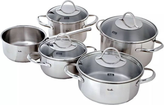 Fissler Paris Line Комплект Саксии от Неръждаема Стомана Сребристи 5 Съда
