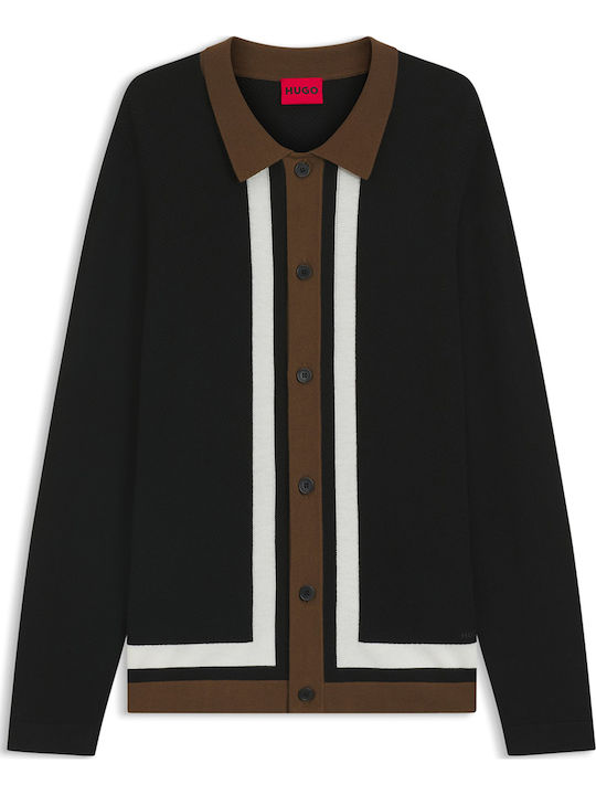 Splon Herren Strickjacke mit Knöpfen Black