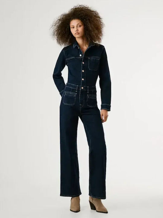 Drop Women's Denim One-piece Suit Jean Blue
