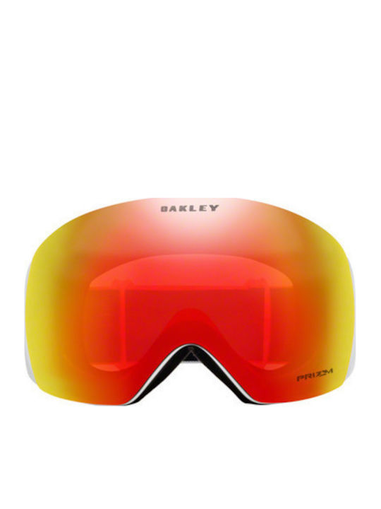 Oakley Snow Mască de Schi & Snowboard pentru Adulți Albă cu Lentilă Roșie