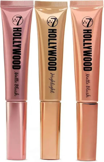 W7 Cosmetics Hollywood Blush and Glow Makeup Set for the Face Blush And Glow 3pcs
