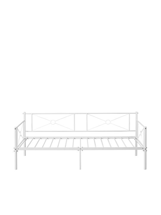 Cimarron Canapea Pat Single Metalic Alb pentru Saltea 90x190cm