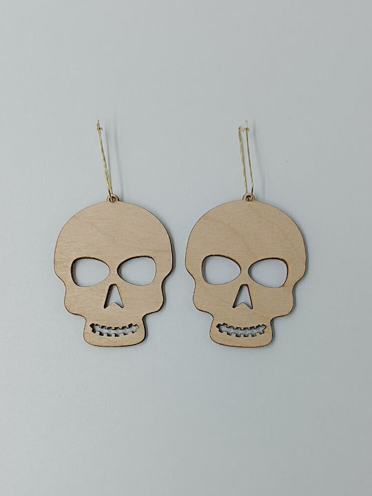 Wooden Skull Engraved Earrings Toxylo