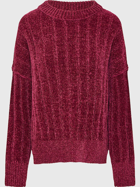 Women's Long Sleeve Sweater Striped Purple