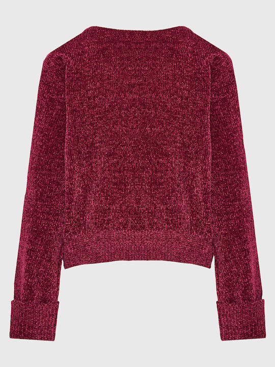 Jachetă de damă tricotată în Burgundy Culoare