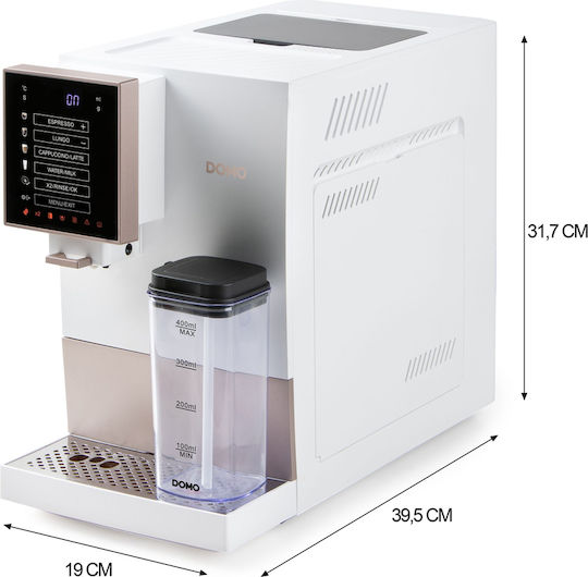 Domo 1350W Налягане 19бар за капучино с мелачка Бяла