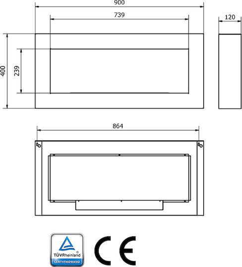 Bioethanol Fireplace Standing 90cm Box White
