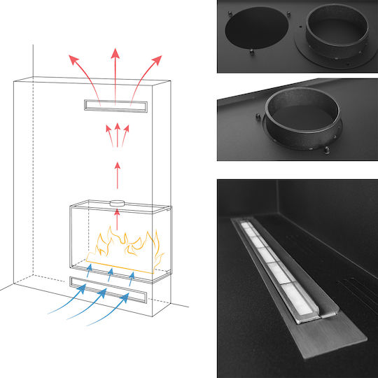 Globmetal Wandmontiert Bioethanol Kamine Innenbereich Schwarz 60xx