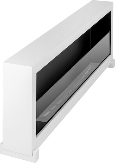 Bioethanol Fireplace Standing Box 120cm White Glass