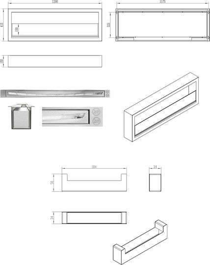 Bioethanol Fireplace Standing Box 120cm White Glass