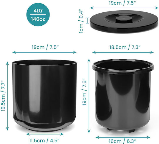 Ice Bucket Kurtzy Champagners simple Plastic 4lt cu dimensiunile 19x19.5cm Black