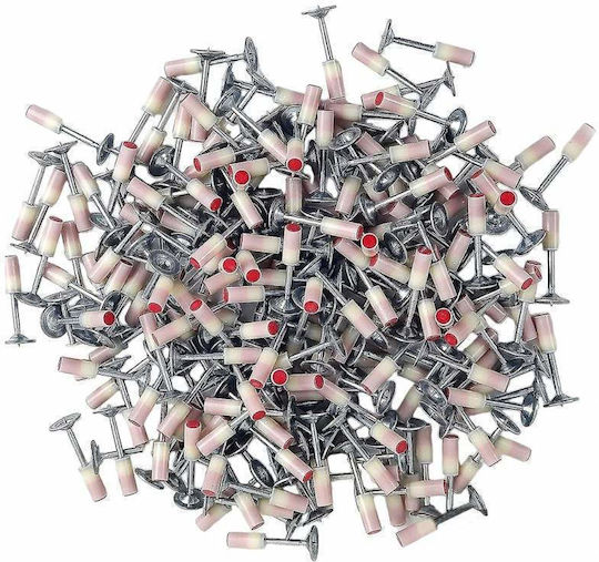 Siks Set De Înlocuire Cuie Rotunde 50 Piese Pistol Capse Oțel Beton Cărămidă Lemn Gips Carton Aac Calibru 7.3 Mm Alb