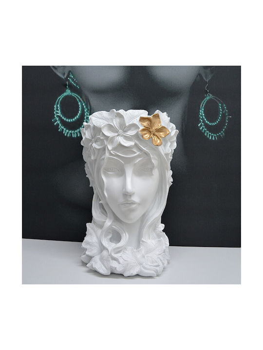 Velve Vază Decorativă Ceramică Alb 33x18x33cm 1buc