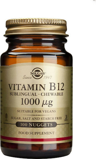 Solgar Vitamin B12 Vitamin für die Gesundheit des Nervensystems 1000mcg 100 Sublingualtabletten