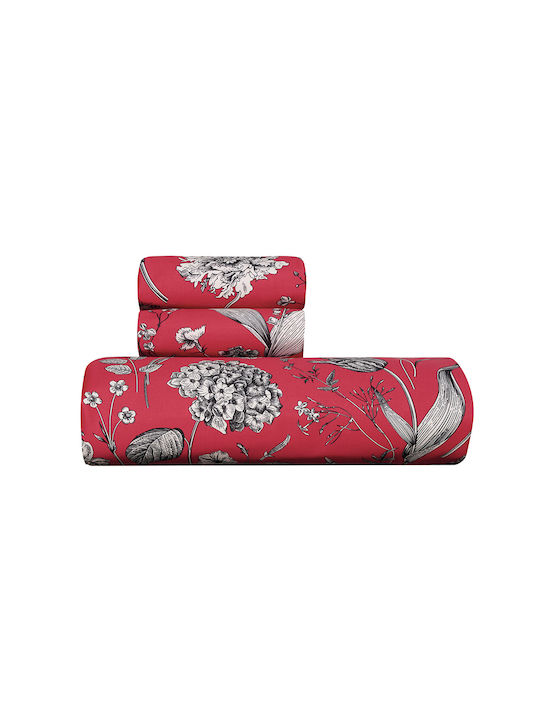 Kentia Bettbezug-Set Baumwollsatin Übergröße mit 2 Kissenbezügen 220x240 Alida Rot