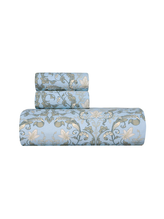 Kentia Duvet Cover Set Cotton Queen with 2 Pillowcases 220x240 Cressida Light Blue
