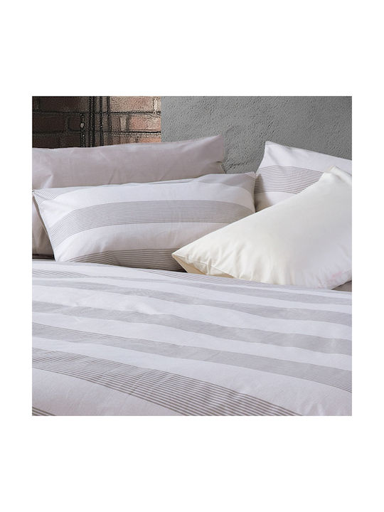 Nef-Nef Homeware Casual Stripe Kissenbezug mit Umschlagumschlag Ecru 52x72cm.