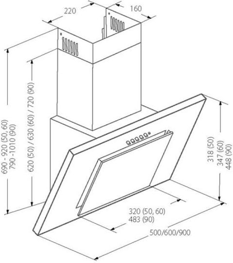 Akpo WK-4 Nero 50 Απορροφητήρας Καμινάδα 60cm Μαύρος