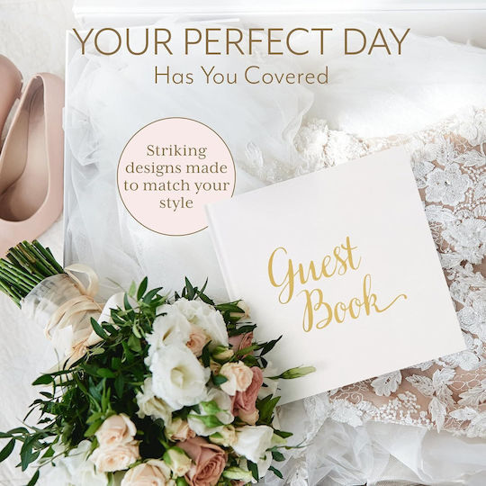 Carte De Dorințe Pentru Nunți Your Perfect Day 180 G/m² 32 Pagini 22 X 22 Cm Carte De Dorințe Albă Cu Aur
