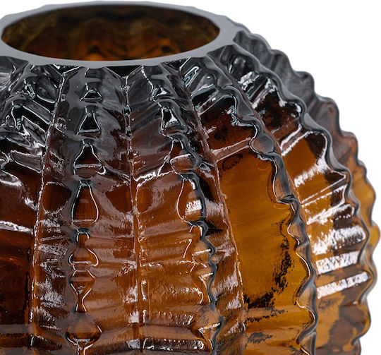 Artekko Briar Glass Vase Brown 17x17x15.5 Cm 17cm X 17cm X 15.5cm