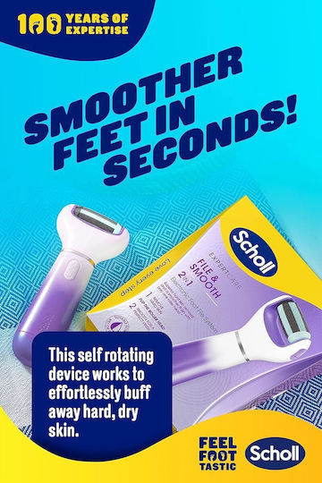Scholl Velvet Smooth Expertcare 2 În 1 Pilă Electrică Pedi Îndepărtare Eficientă Picioare Catifelate În Câteva Minute Role Fine Rotative Design Ergonomic Baterii Incluse – Culoare Roz
