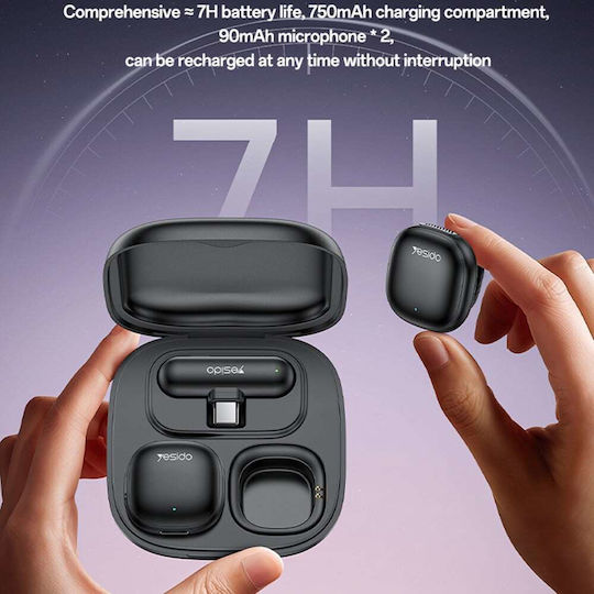 Yesido KR21 Комплект Микрофон с USB Type-C Изскачащо меню за Мобилен в Черен Цвят