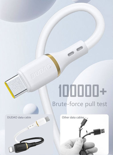Dudao USB 2.0 Cable USB-C male - USB-C 60W PD Λευκό 1m 304004-200623