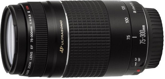 Canon Cadru complet Obiectiv Foto EF 75-300mm f/4-5.6 III USM Tele Zoom pentru Montura Canon EF Black