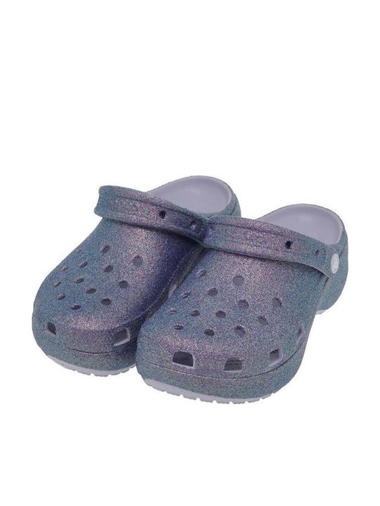 Crocs Classic Platform Glitter Damen Clogs Lila