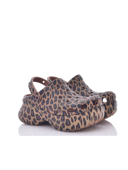 Crocs Bae Animal Γυναικεία Σαμπό Καφέ