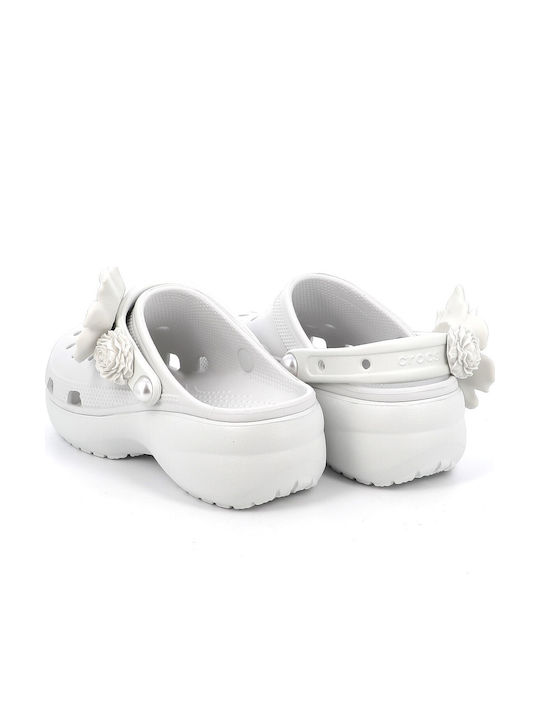 Crocs Classic Bouquet Γυναικεία Σαμπό Λευκά