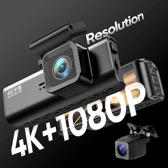 Taggo Set Camera DVR Auto 4K cu Ecran 3.16" pentru Parbriz & Camera de Marsarier