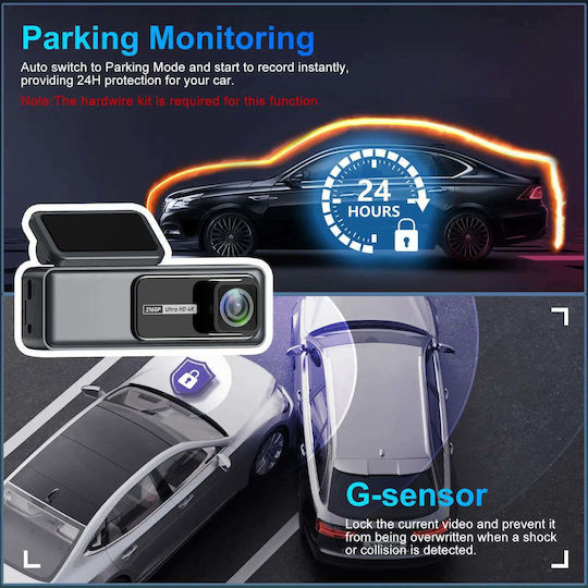 Taggo Σετ Κάμερα DVR Αυτοκινήτου 4K Wi-Fi & Κάμερα Οπισθοπορείας