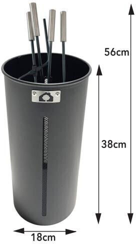 Home & Camp Bronx Fireplace Tool Set with Stand Holder Black