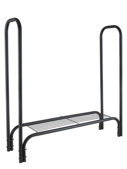 Home & Camp Metallic Firewood Shelf 122x34x124cm Black