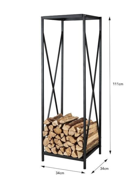 Home & Camp Metallic Shelf Wood Storage 34x34x111cm Gray