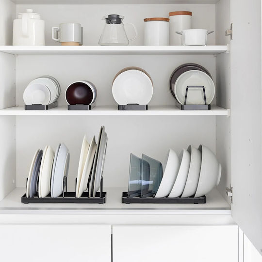 Yamazaki Suport Pentru Farfurii De Dulap Tower Inox 32x8.6x2.2cm Negru
