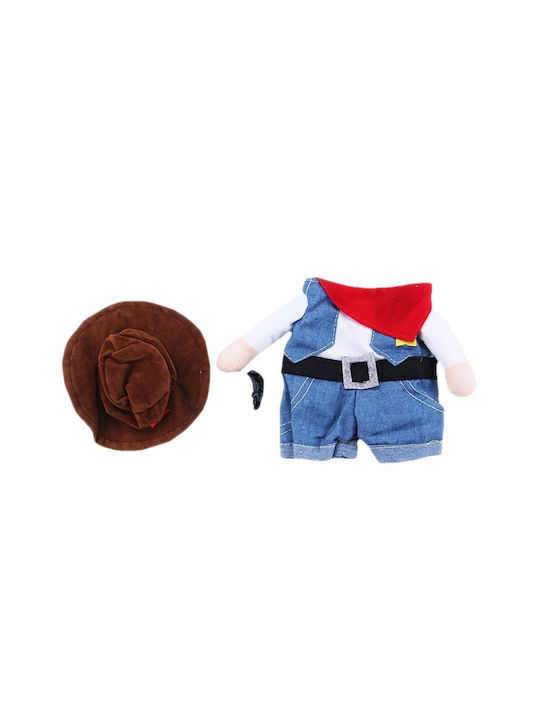 Costum Cowboy Din Denim Pentru Câini Pisici Stilat Distractiv Perfect Pentru Nopți De Petrecere Halloween Mărimea M Albastru