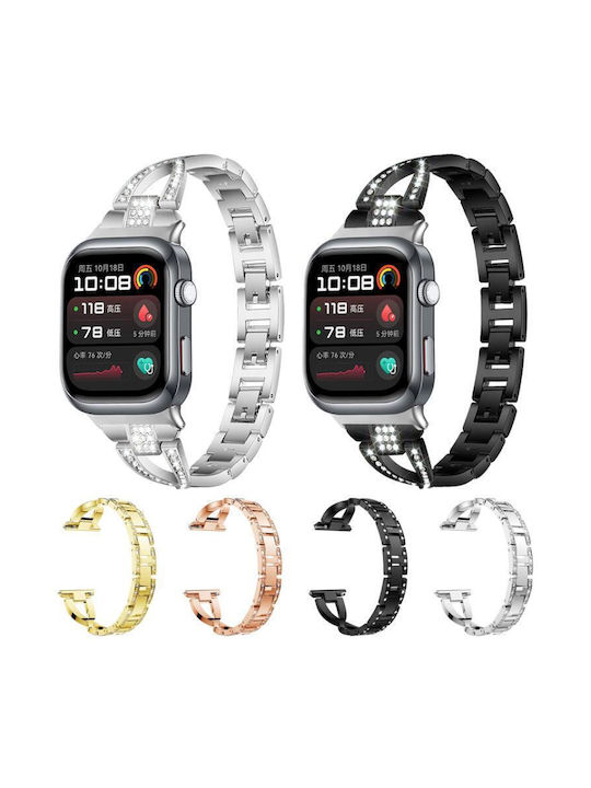 Curea Metalică Pentru Ceas Formă X Cu Diamante Huawei Watch Fit4 Fit4 Pro Fit3 Neagră