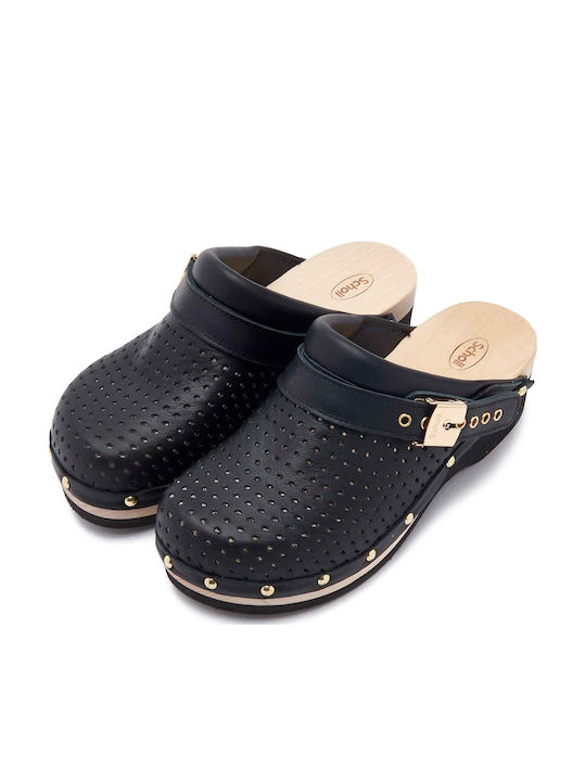 Scholl Pescura Keira Women's Leather Clogs Black