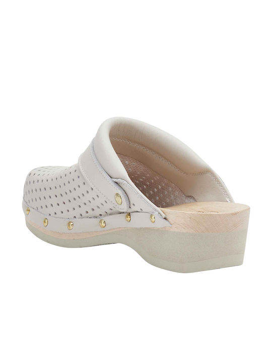 Scholl Pescura Keira Γυναικεία Δερμάτινα Ανατομικά Σαμπό Μπεζ
