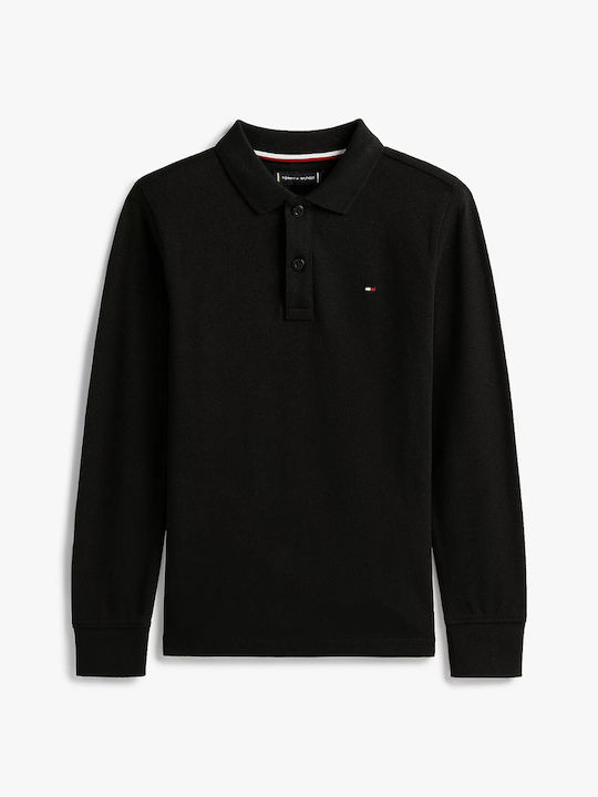 Kids' Polo Long Sleeve Black Tommy