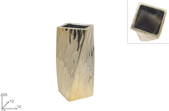 Due esse Βάζο Πορσελάνης Χρυσό 10x10xΥ20cm Due esse Βάζο Πορσελάνης Χρυσό 10x10xΥ20cm