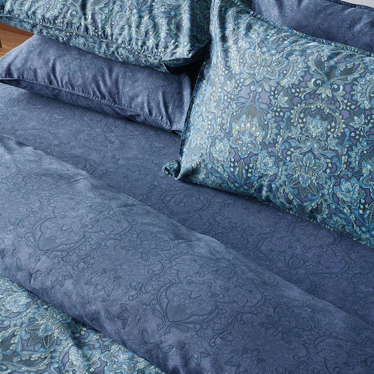 Kentia Комплект Плик за Завивка Памучен Кинг Сайз с 2 Калъфки 220x240 Sharif Blue - Veraman