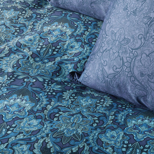 Kentia Комплект Плик за Завивка Памучен Кинг Сайз с 2 Калъфки 260x240 Sharif Blue - Veraman