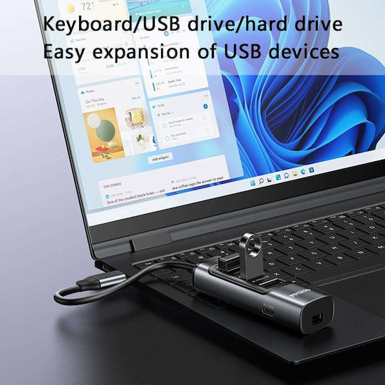 Yesido HB24 Hub 4 Porturi cu conexiune USB-C Gri