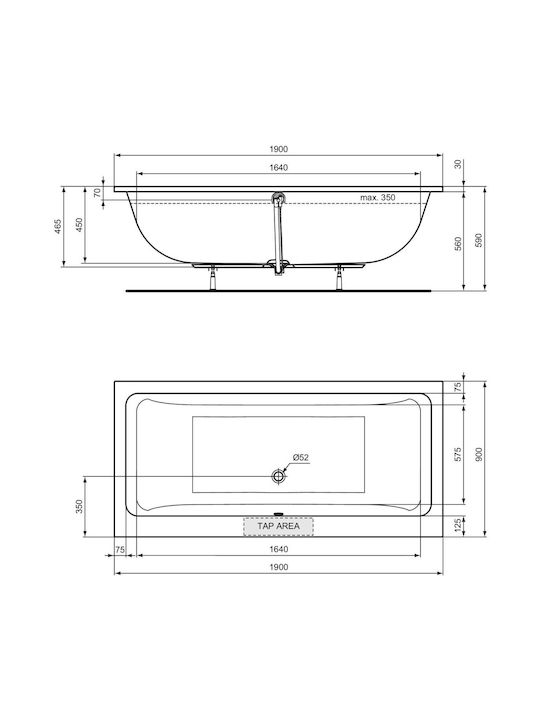Ideal Standard Вана Акрил 190x90см