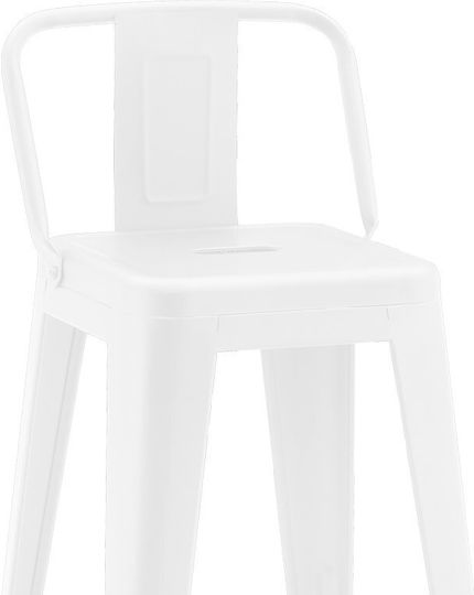 Hocker Bar mit Rückenlehne Metall Utopia Λευκή Ματ Απόχρωση 42x42x86cm